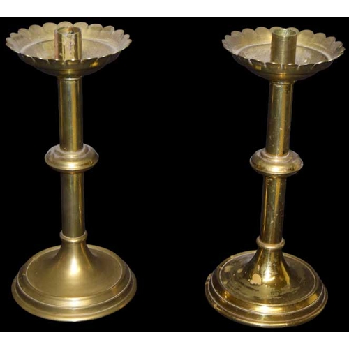 12 - A Pair of Brass Altar Candlesticks