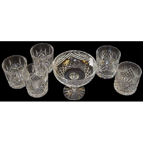 129 - A Tyrone Crystal Comport and Five Crystal Wine Glasses