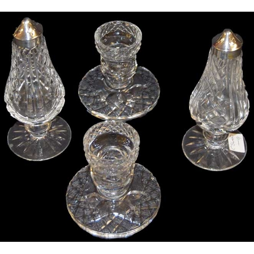 131 - A Pair of Waterford Crsytal Condiments and A Pair of Waterford Crystal Candlesticks