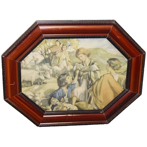 134 - An Octagonal Framed Print 'The Shepherd'