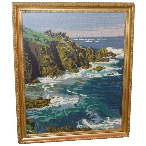 135 - A Nice Gilt Framed Tapestry 'Dunluce Castle'