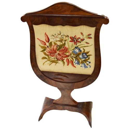 215 - An Unusual Walnut Firescreen / Tapestry Panel