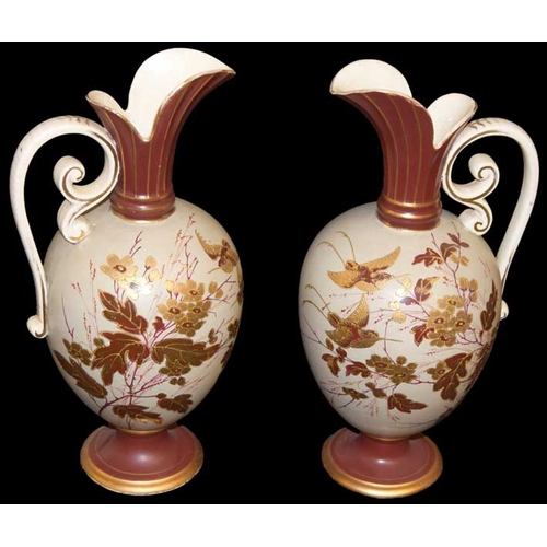 224 - A Very Nice Pair of Hand Painted and Decorated Jugs