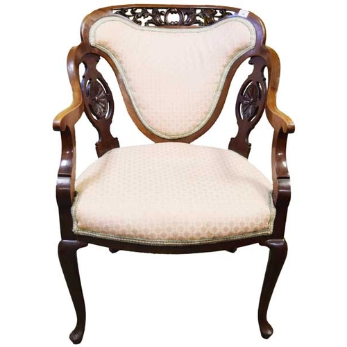 240 - A Nice Edwardian Mahogany Upholstered Armchair