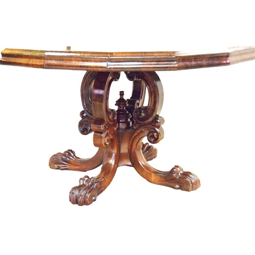 280 - A Superb Rosewood Circular Dining Room Table on Ornate Carved Paw Footed Base