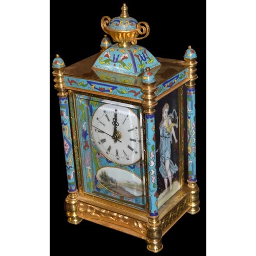 284 - A Nice Gilted Metal and Decorated Mantle Clock