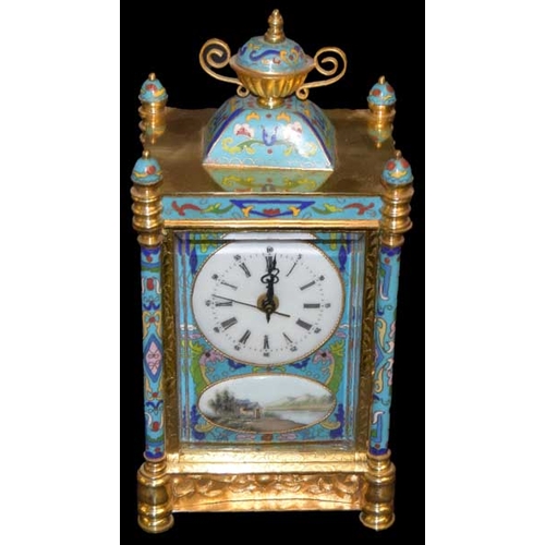 284 - A Nice Gilted Metal and Decorated Mantle Clock