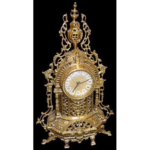 290 - A Very Nice Gilted Metal Mantle Clock