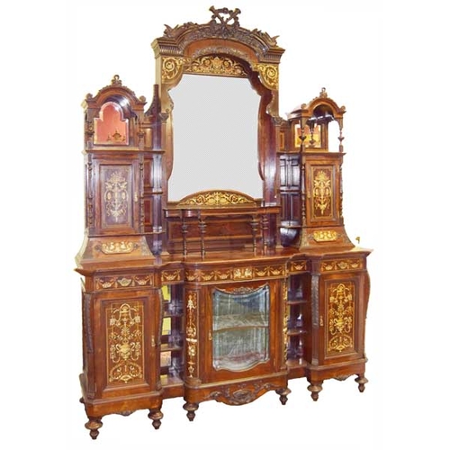 300 - A Most Superb Edwardian Inlaid Rosewood Mirrored Back Display Cabinet