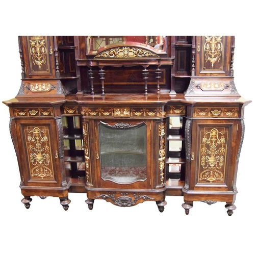 300 - A Most Superb Edwardian Inlaid Rosewood Mirrored Back Display Cabinet