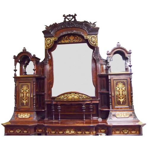 300 - A Most Superb Edwardian Inlaid Rosewood Mirrored Back Display Cabinet