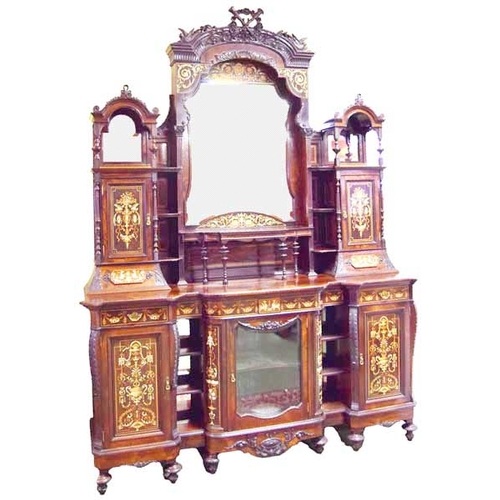 300 - A Most Superb Edwardian Inlaid Rosewood Mirrored Back Display Cabinet