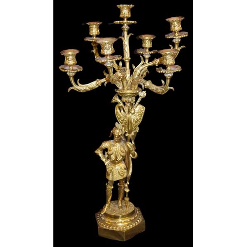 309 - A Very Heavy Brass Figural Candleabra