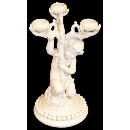 336 - A Very Fine Belleek 'Cupid' Candle Holder