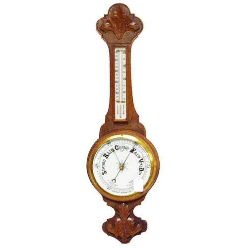 341 - A Golden Oak Banjo Aneroid Barometer