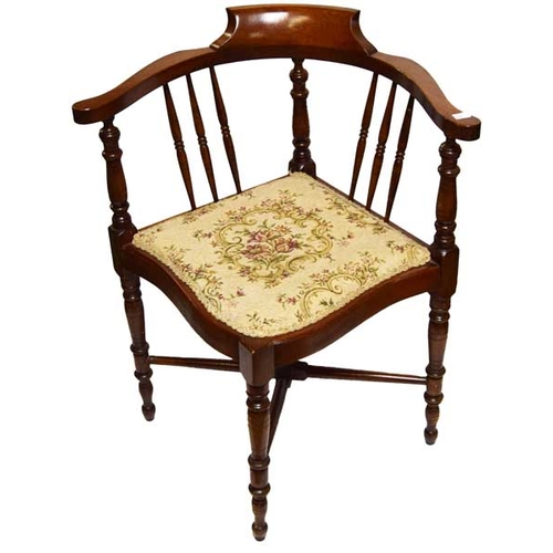 353 - A Mahogany Framed Upholstered Corner Chair