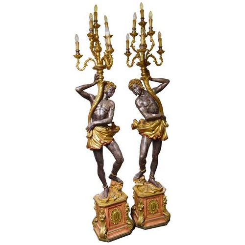 40 - A Superb Pair of Blackmore Style Figurine Floor Lamps