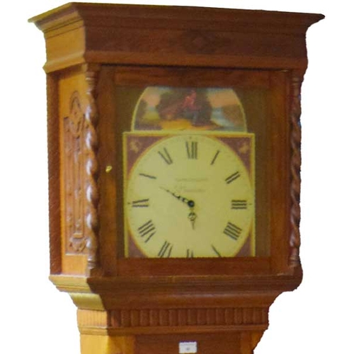 42 - An Oak Cased Grandfather Clock, Battery Movement