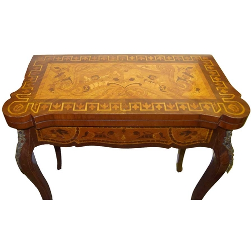 45 - A Nicely Decorated Turn Over Leaf Card Table, Gilted Mounts