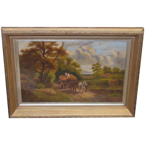 56 - An Oil Painting 'Bringing in the Hay'