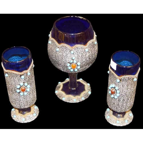 595 - A Pair of Nicely Decorated Vases and a Similar Large Goblet