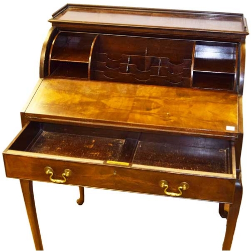 365 - An Unusual Cylinder Top Writing Desk, Fitted Interior