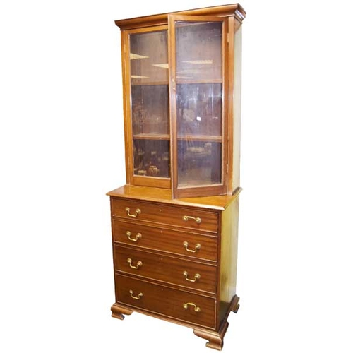 415 - A Nice Sized Mahogany Two Door Bookcase, Drawers Below