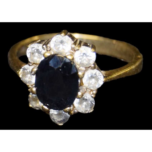 741 - A Gold Sapphire and Diamond Ring