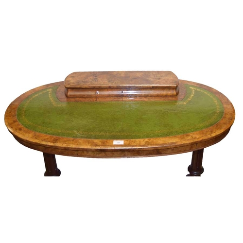 160 - A Very Fine Victorian Walnut Oval Shaped Writing Desk, Leather Inset