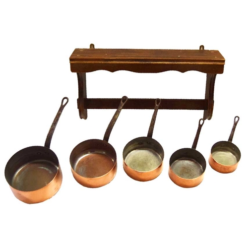 18 - A Good Set of Pans and their Hanging Wall Bracket