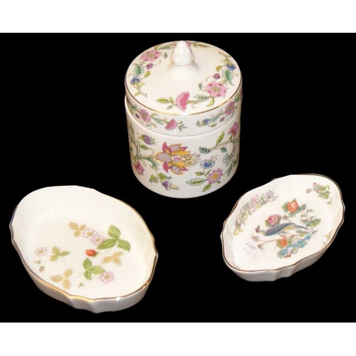 222 - A Minton Lidded Pot and Two Wedgewood Pin Dishes