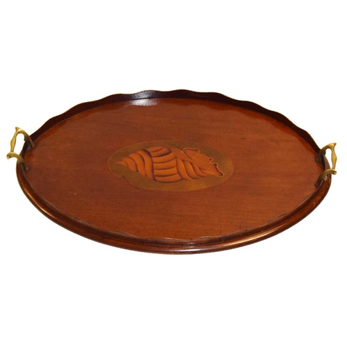 232 - An Edwardian Inlaid Two Handled Oval Tray