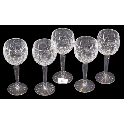 283 - A Lot of Five Waterford Crystal Hock Glasses