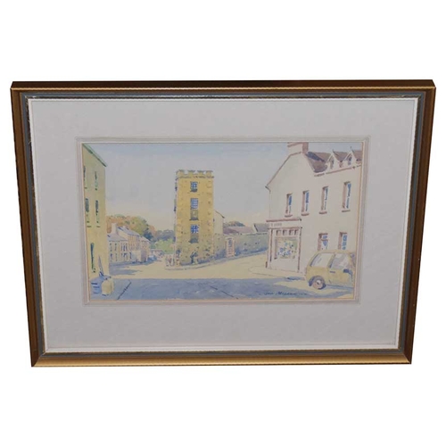 323 - A Watercolour 'Curfew Tower, Cushendall' - Sam McLarnon