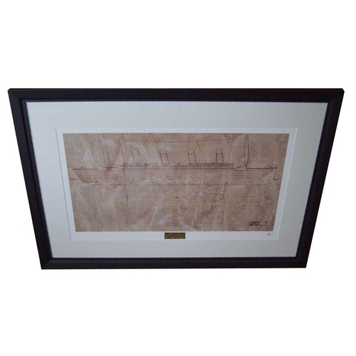 350 - A Limited Edition Framed Proof Copy of 'RMS Titanic Plans