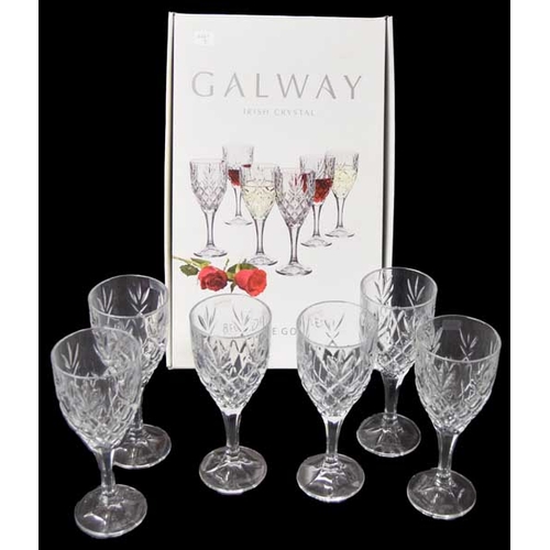 363 - A Set of Six Galway Crystal Wine Glasses In their Presentation Box