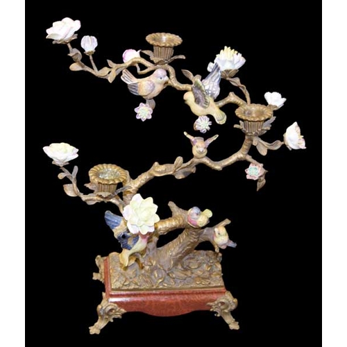 375 - A Very Nice Gilted Metal and Porcelain Decorated Candelabra