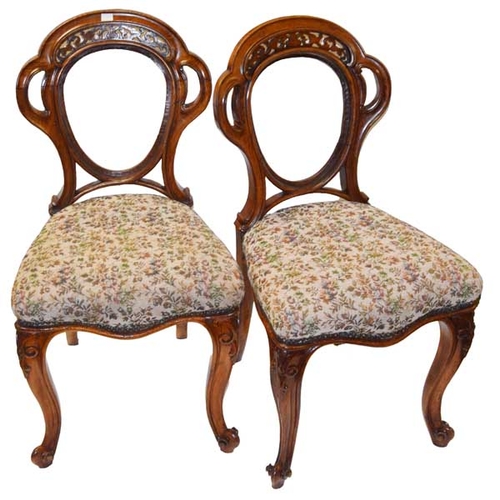 378 - A Nice Pair of Victorian Walnut Upholstered Chairs