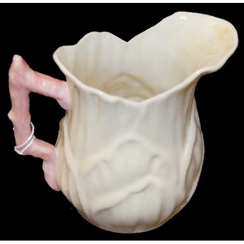 412 - A 2nd Period Belleek Pink Handled Jug