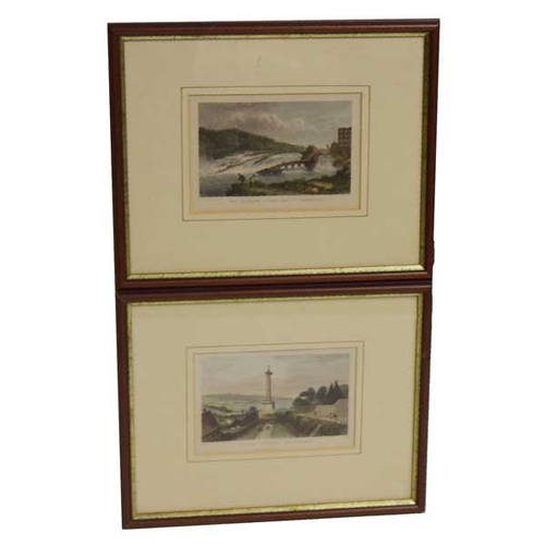 417 - A Nice Pair of Coloured Etchings 'The Salmon Leap, Coleraine' and 'Walkers Monument, Londonderry'