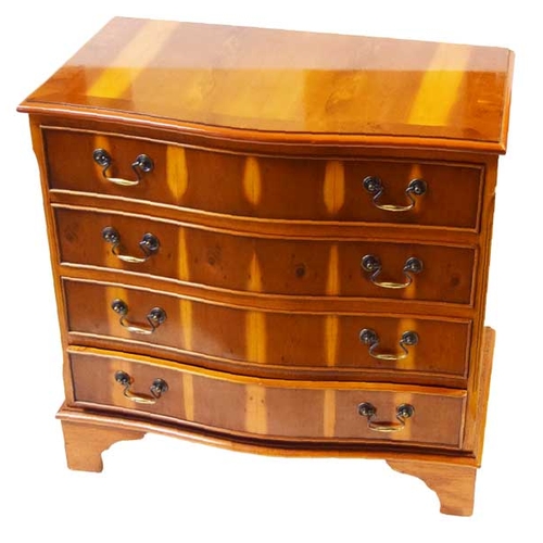 70 - A Nice Yewood Shaped Front Chest of Four Drawers