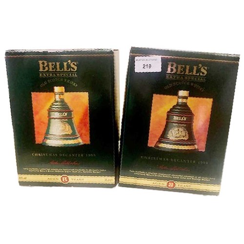 219 - Two Bells Whiskey 'Christmas 1995 and 1994' Decanters both in their Presentation Boxes