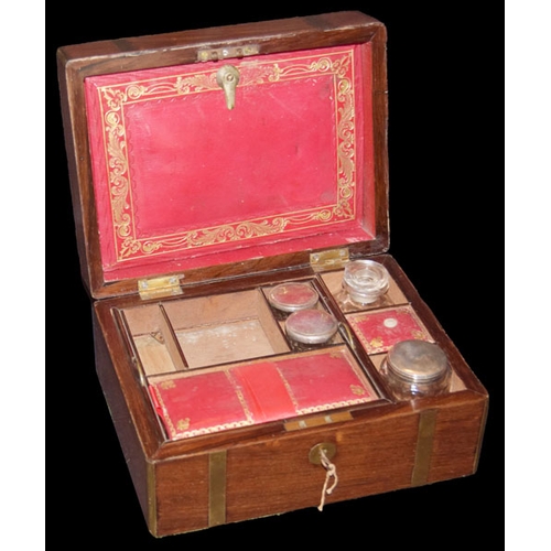 127 - A Very Nice Brass Inlaid Sewing Box, Fitted Interior