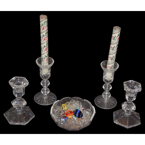 186 - A Pair of Waterford Crystal Candlesticks and Another Pair of Candlesticks