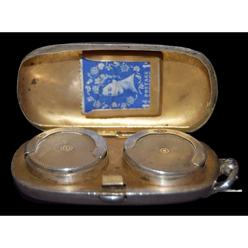 385 - A Rare Silver Double Sovereign Case, Stamp Holder, Chester 1908, Walker and Hall