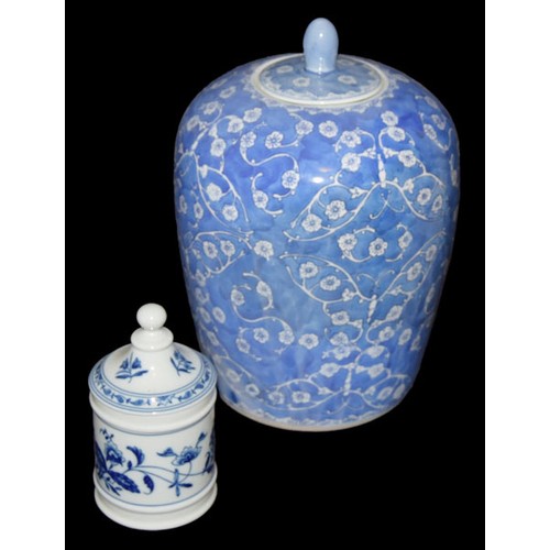 181 - A Large Lidded Blue and White Ginger Jar and a Similar Smaller One