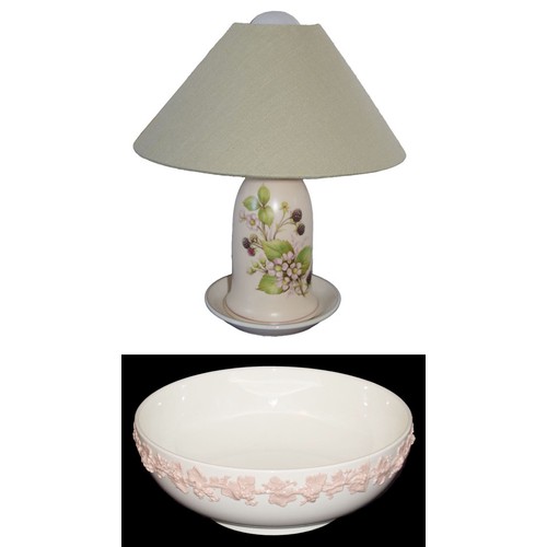 61 - A Wedgewood Circular Bowl and a Small Table Lamp and Shade