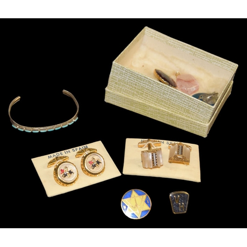 566 - A Sundry Lot including Cufflinks, Bangle etc