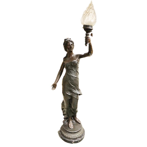 115 - A Tall Bronze Figurine Based Standing Lamp