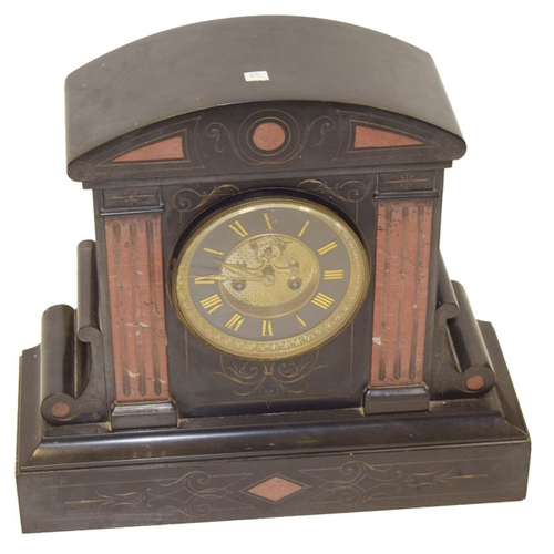 187 - A Large Slate and Marble Mantle Clock